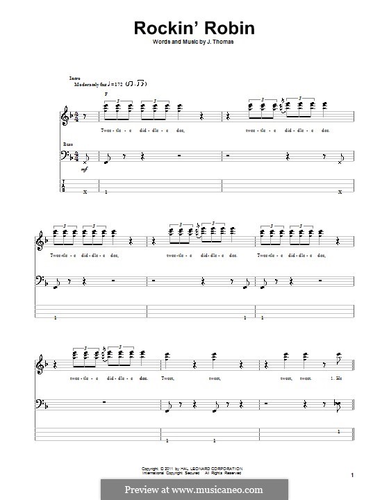 Rockin' Robin (Michael Jackson): For bass guitar with tab by Leon René
