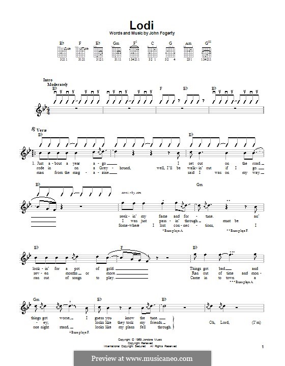 Lodi (Creedence Clearwater Revival) by J.C. Fogerty on MusicaNeo