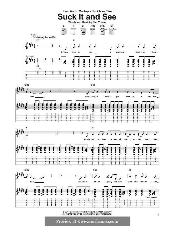 Suck It and See (Arctic Monkeys): For guitar with tab by Alex Turner