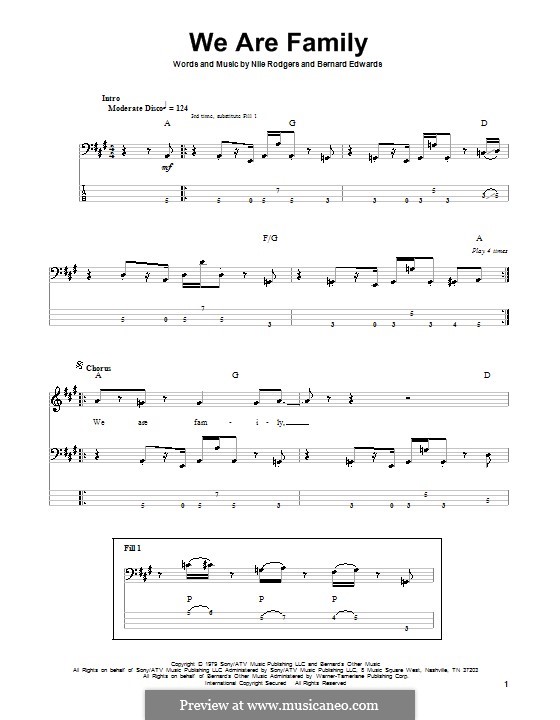 We are Family (Sister Sledge): For bass guitar with tab by Bernard Edwards, Nile Rodgers