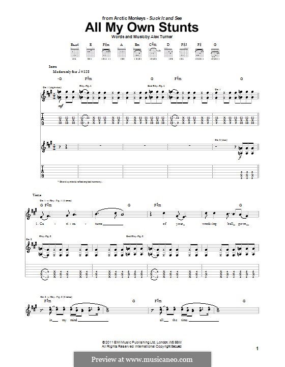 My Mistakes Were Made For You Chords All My Own Stunts (Arctic Monkeys) by A. Turner - sheet music on MusicaNeo