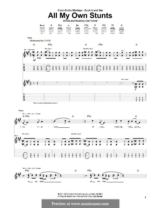 All My Own Stunts (Arctic Monkeys): For guitar with tab by Alex Turner