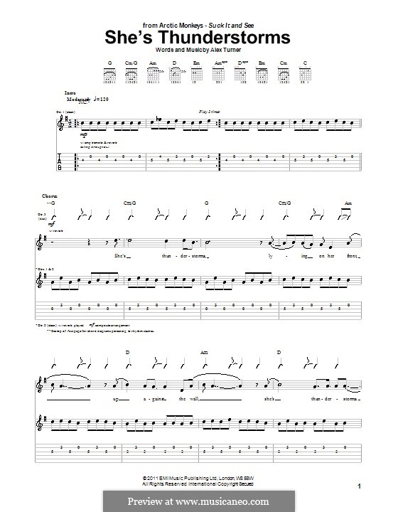 She's Thunderstorms (Arctic Monkeys): For guitar with tab by Alex Turner