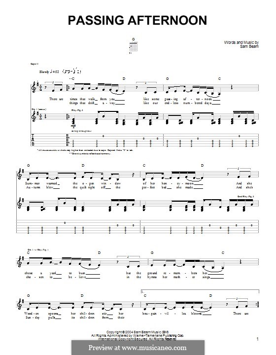 Passing Afternoon (Iron & Wine) by S. Beam sheet music on MusicaNeo