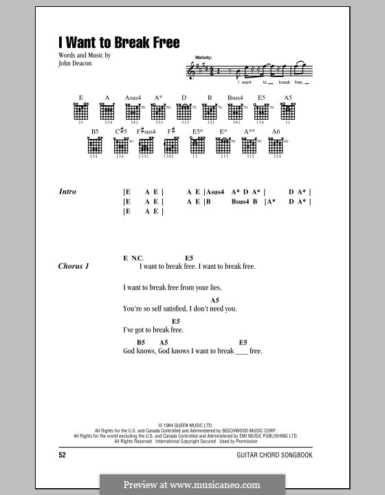 I Want to Break Free (Queen): Lyrics and chords by John Deacon