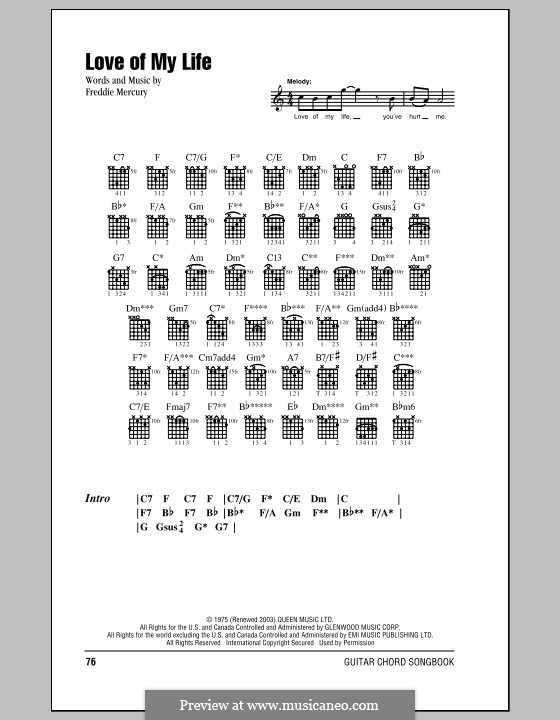 Love of My Life (Queen): Lyrics and chords by Freddie Mercury