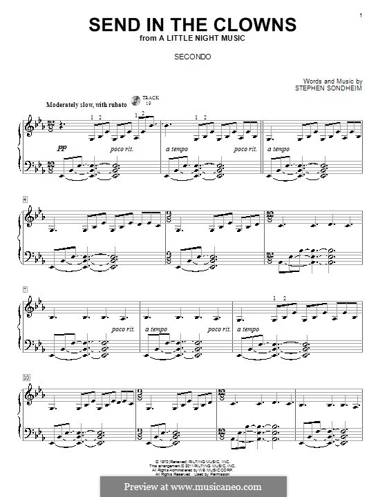 Send in the Clowns (from A Little Night Music): For piano four hands by Stephen Sondheim