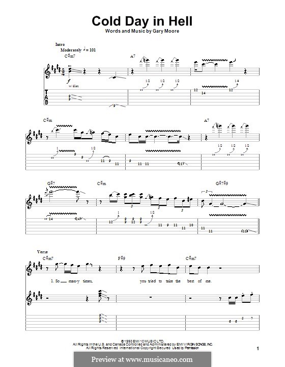 Cold Day in Hell: For guitar with tab by Gary Moore