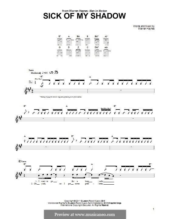 Sick of My Shadow: For guitar with tab by Warren Haynes