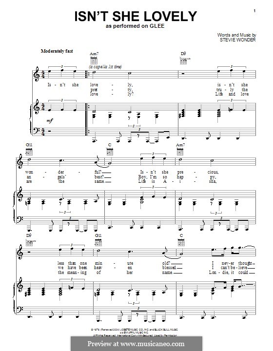 Isn't She Lovely  Isnt she lovely, Lovely, Sheet music