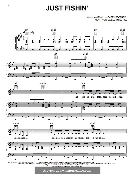 Just Fishin' (Trace Adkins): For voice and piano (or guitar) by Edward Burlingame Hill, Casey Beathard, Monty Criswell