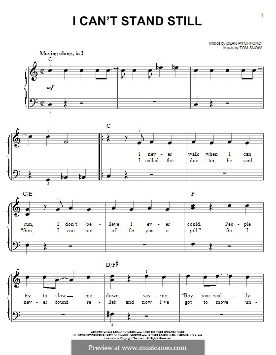 I Can't Stand Still: For easy piano by Tom Snow