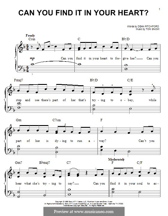 Can You Find it in Your Heart? by T. Snow sheet music on MusicaNeo
