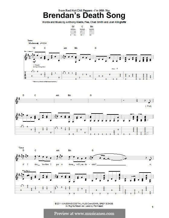 Brendan's Death Song (Red Hot Chili Peppers): For guitar (with tab) by Flea, Anthony Kiedis, Chad Smith, Josh Klinghoffer