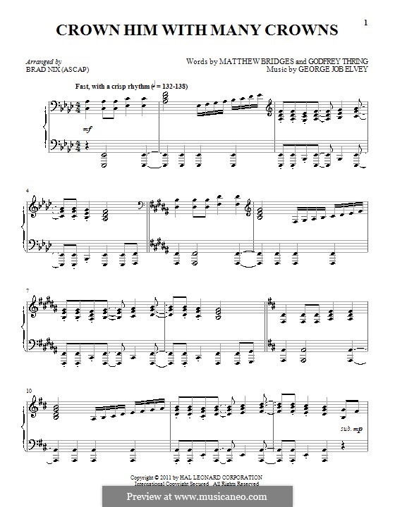 Crown Him with Many Crowns: For piano by George Job Elvey