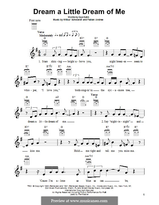 Dream a Little Dream of Me: For ukulele (The Mamas & The Papas) by Fabian Andre, Wilbur Schwandt