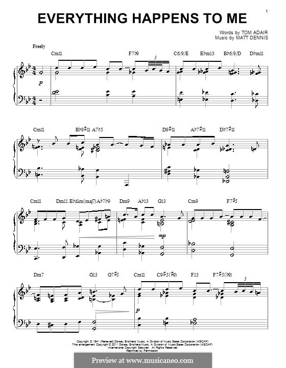 Everything Happens to Me (Frank Sinatra): For piano by Matt Dennis