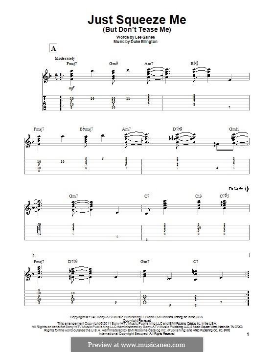Just Squeeze Me (But Don't Tease Me): For guitar with tab by Lee Gaines