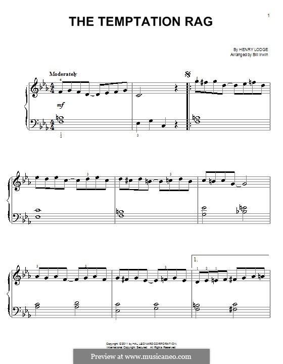 Temptation Rag: For easy piano by Henry Lodge