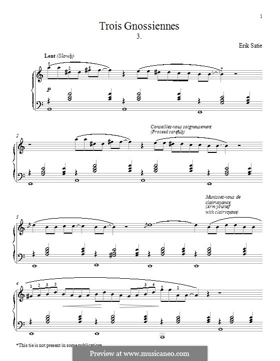 No.3: For piano (with fingering) by Erik Satie