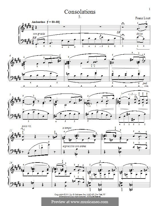 Consolations, S.172: No.5 in E Major by Franz Liszt