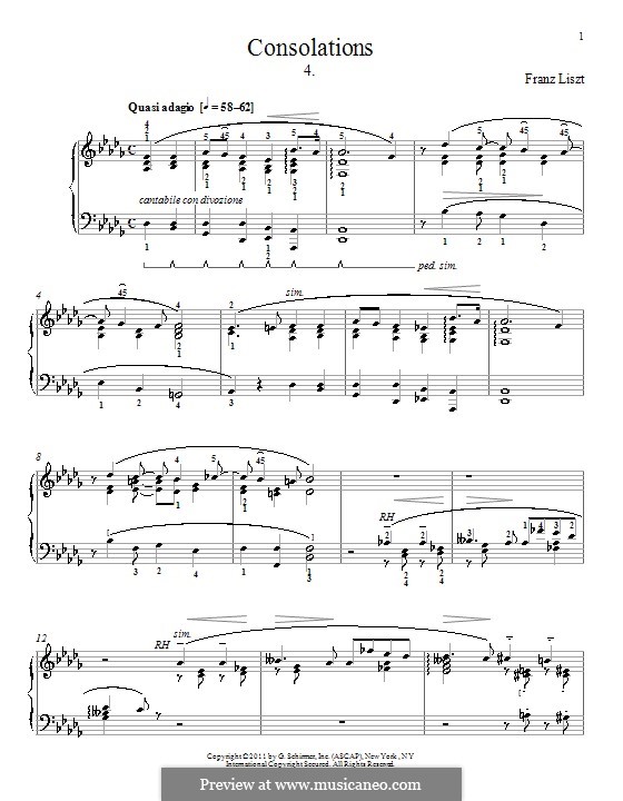 Consolations, S.172: No.4 in D Flat Major by Franz Liszt