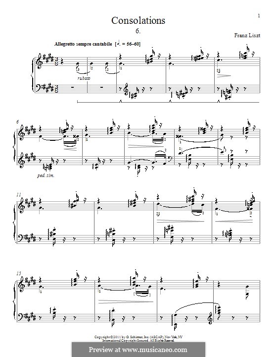 Consolations, S.172: No.6 in E Major by Franz Liszt