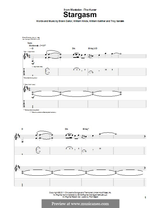 Stargasm (Mastodon): For guitar with tab by Brann Dailor, Troy Sanders, William Hinds, William Kelliher