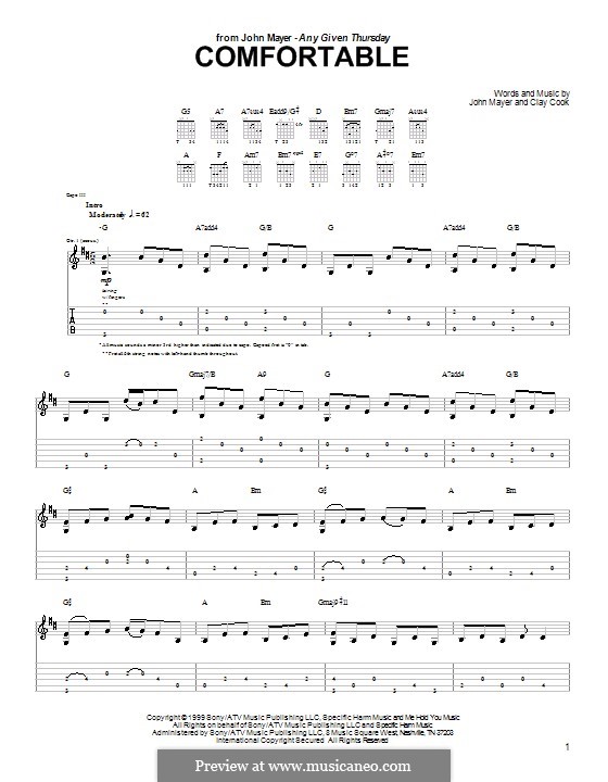 Comfortable: For guitar with tab by Clay Cook