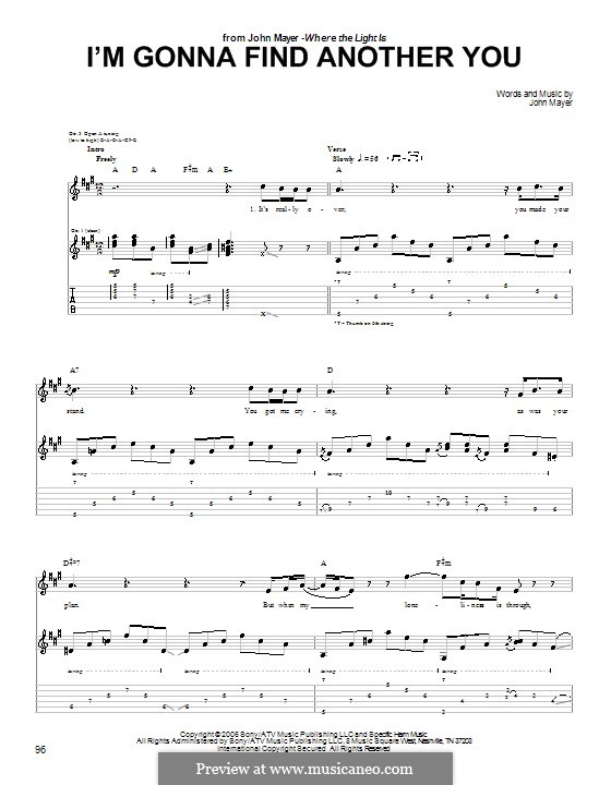 I'm Gonna Find Another You: For guitar with tab by John Mayer