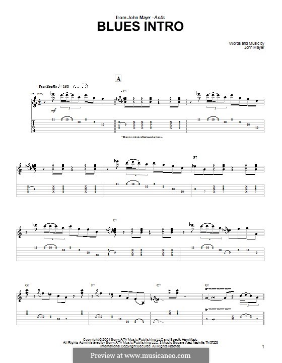 Blues Intro: For guitar with tab by John Mayer