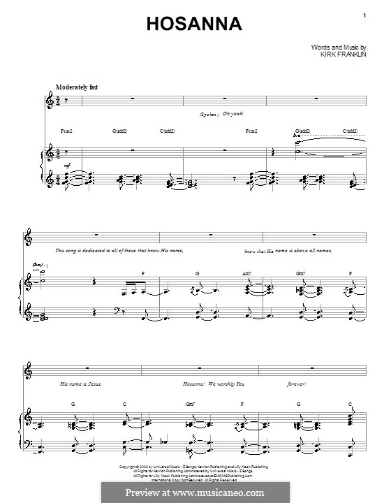 Hosanna: For voice and piano (or guitar) by Kirk Franklin
