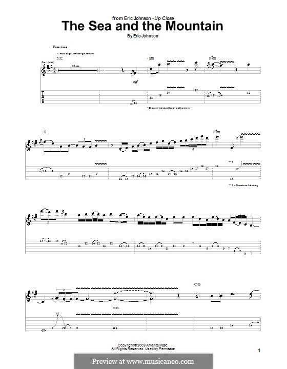 The Sea and The Mountain: For guitar with tab by Eric Johnson