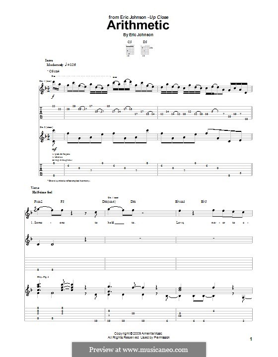 Arithmetic: For guitar with tab by Eric Johnson