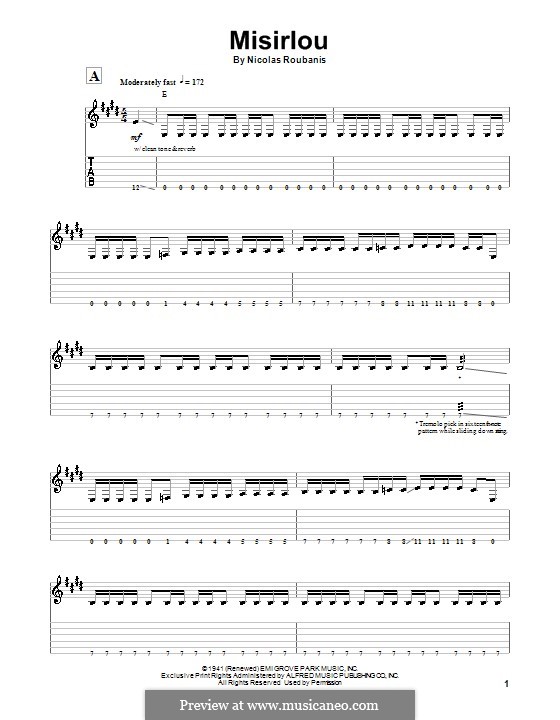Misirlou: For guitar with tab by Nicolas Roubanis