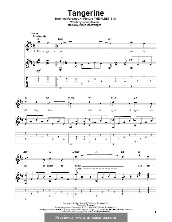 Tangerine: For guitar with tab by Victor Schertzinger