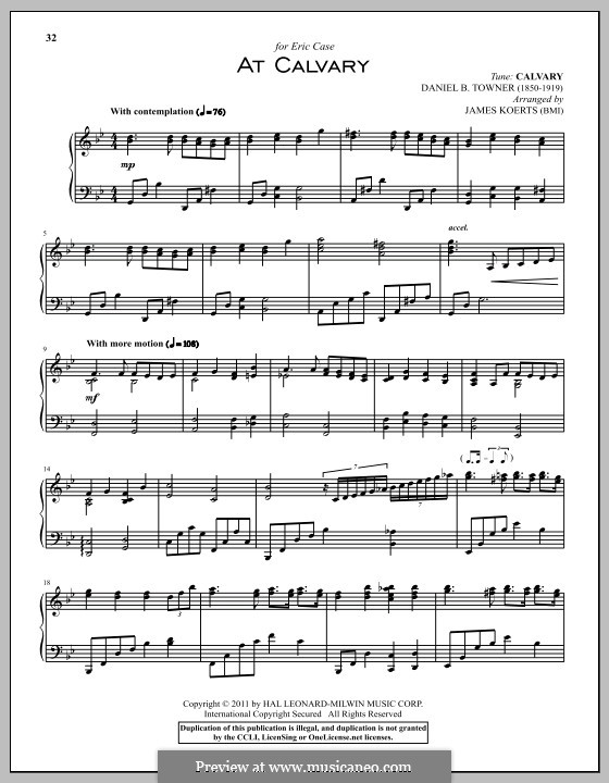 At Calvary: For piano by Daniel B. Towner