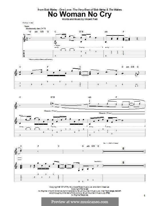 No Woman No Cry (Bob Marley): For guitar with tab by Vincent Ford