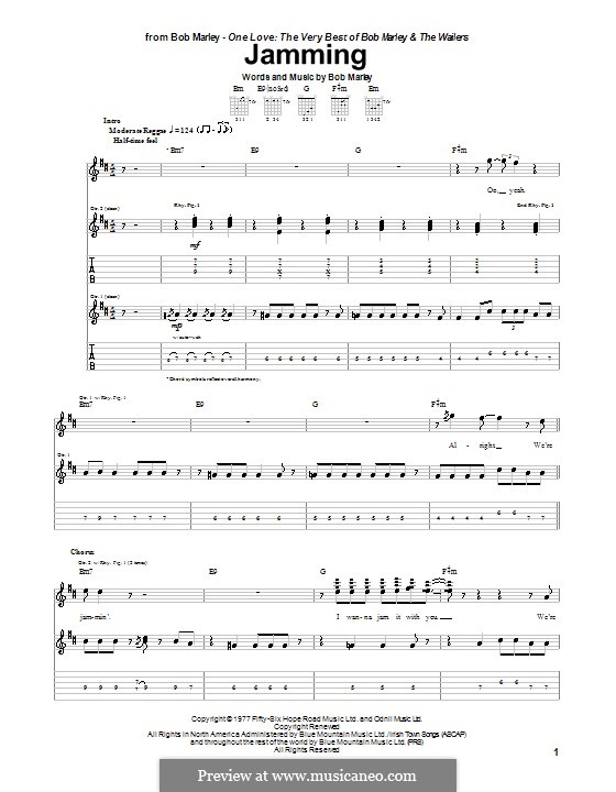 Jamming: For guitar with tab by Bob Marley