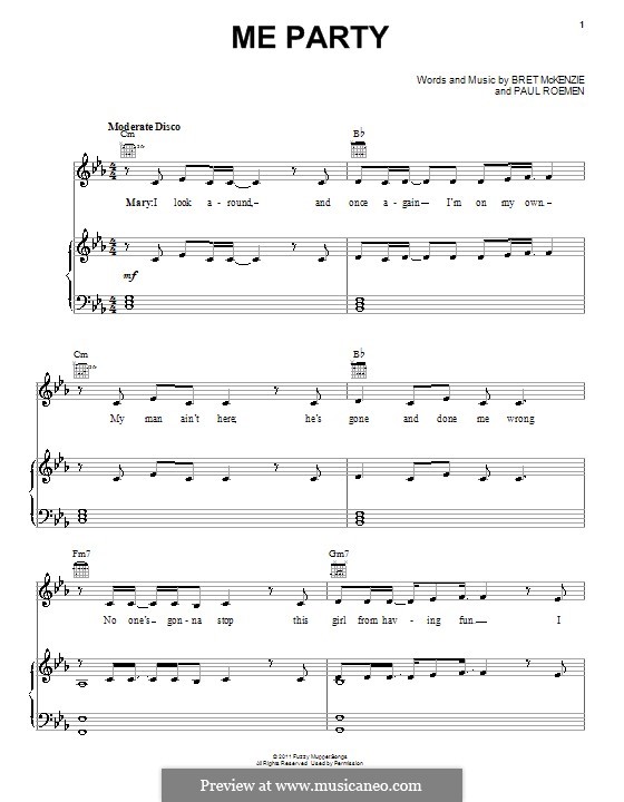 Me Party (The Muppets): For voice and piano (or guitar) by Bret McKenzie