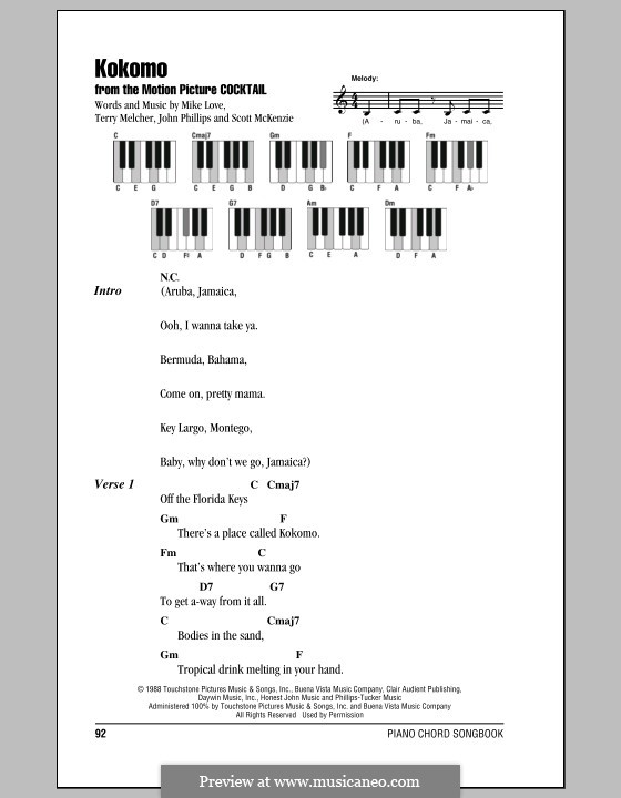 Kokomo (The Beach Boys) by J. Phillips, M. Love, S. McKenzie, T ...