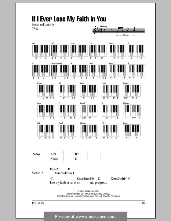 If I Ever Lose My Faith in You by Sting sheet music on MusicaNeo