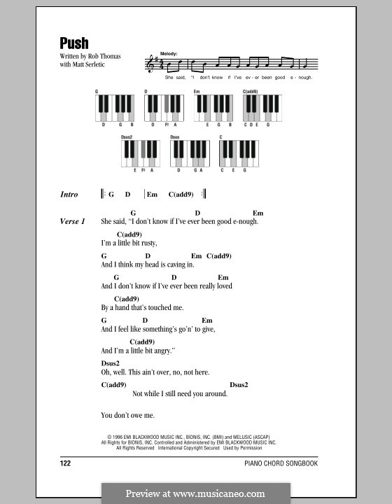 Push (Matchbox Twenty): Lyrics and piano chords by Matt Serletic, Rob Thomas