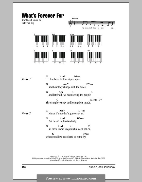 What's Forever for (Michael Martin Murphey): Lyrics and piano chords by Rafe Van Hoy