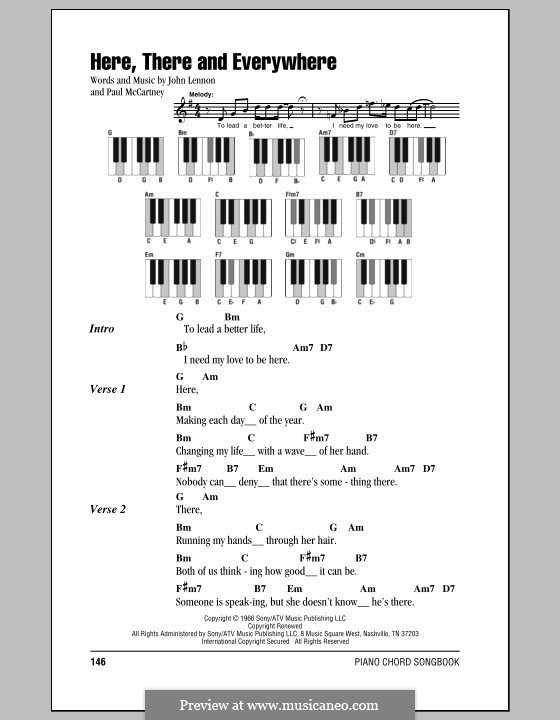 Here, There and Everywhere (The Beatles): Lyrics and piano chords by John Lennon, Paul McCartney