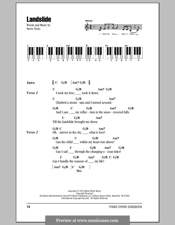 Landslide (Fleetwood Mac) By S. Nicks - Sheet Music On MusicaNeo