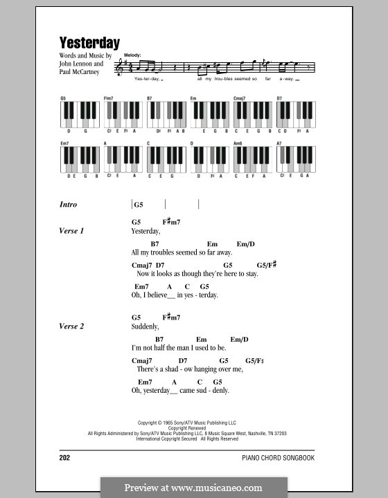 Vocal version: Lyrics and piano chords by John Lennon, Paul McCartney