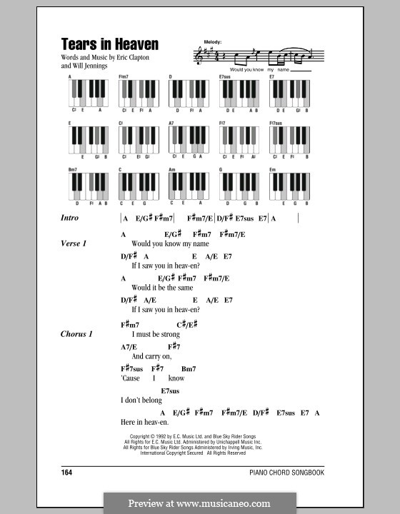 Vocal version: Lyrics and piano chords by Eric Clapton, Will Jennings