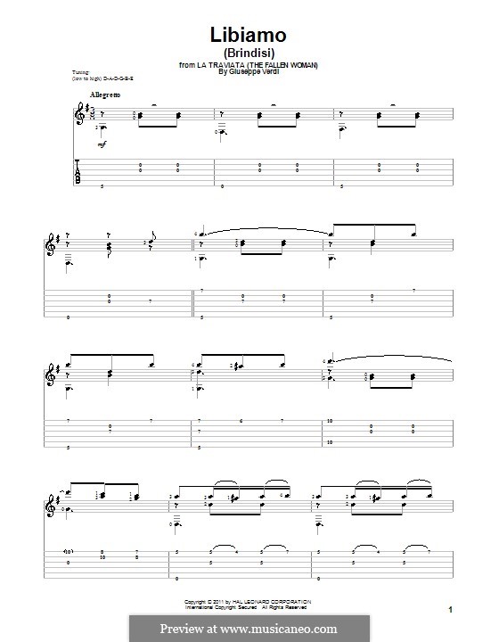 Libiamo ne'lieti calici (Brindisi): For guitar by Giuseppe Verdi