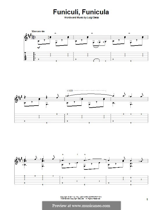Funiculi, Funicula: For guitar by Luigi Denza